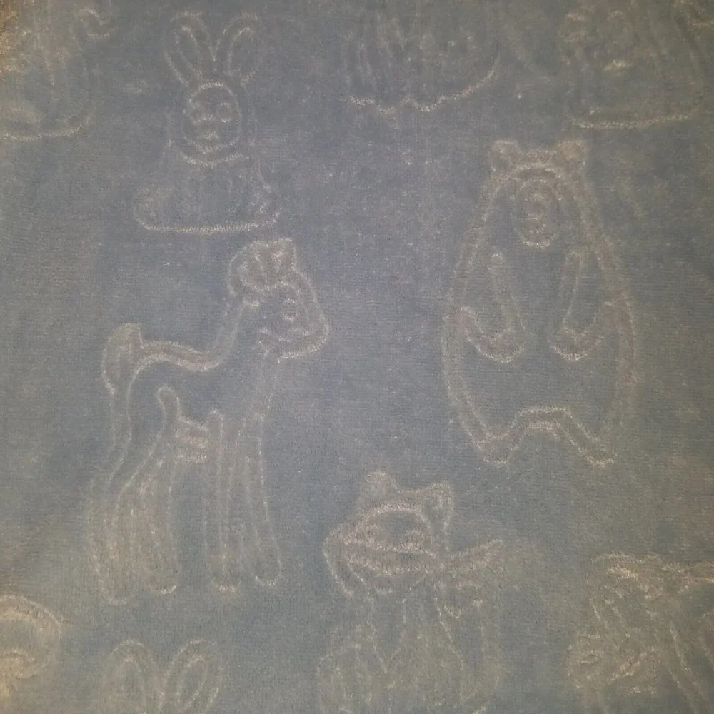 Baby Thro Blue Embossed Blanket Forest Animals Bear Deer Raccoon Rabbit